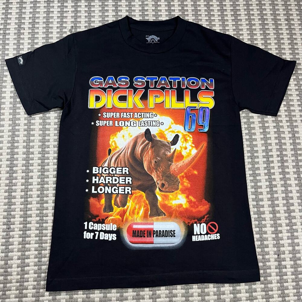 Made in Paradise D*ck Pills 69 Tee‎ T Shirt Black Men’s Sz S New